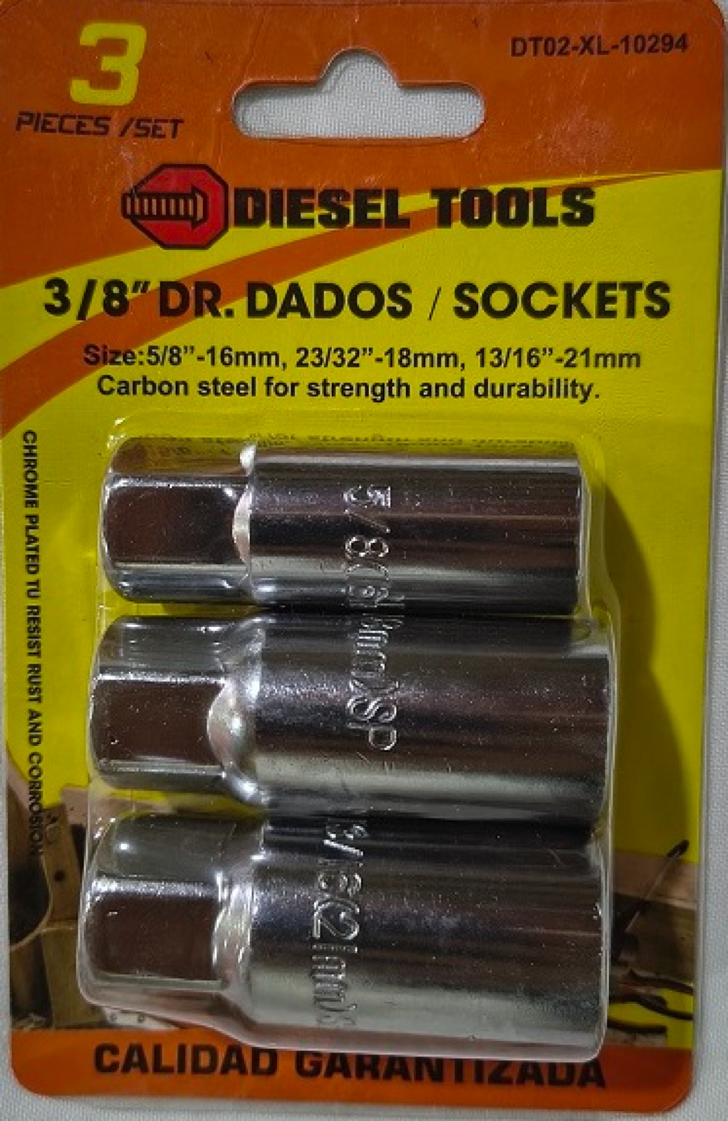 JUEGO DE COPAS BUJIA 3 PCS 3/8 
