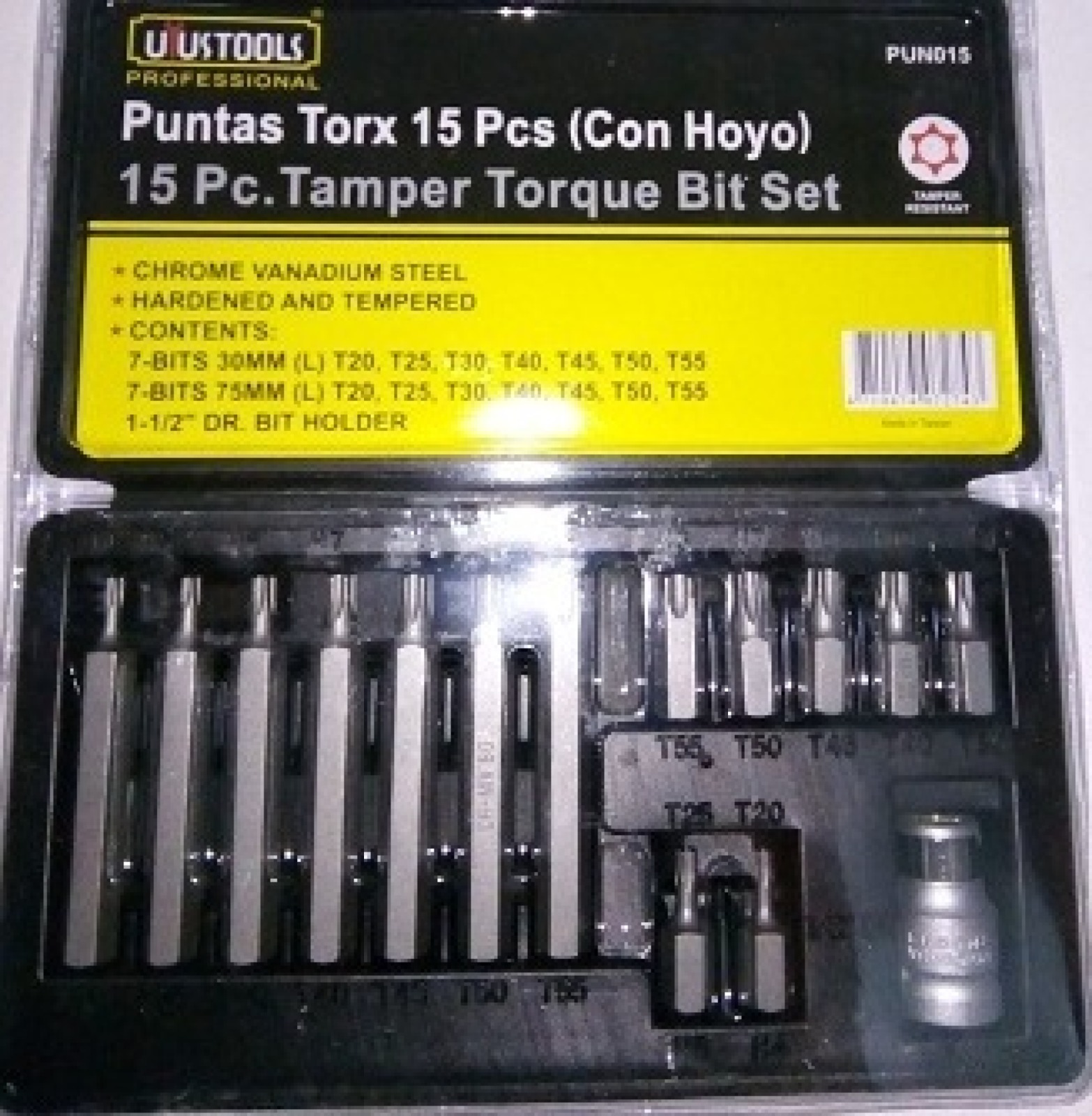 JUEGO DE PUNTAS TORX 15PCS
