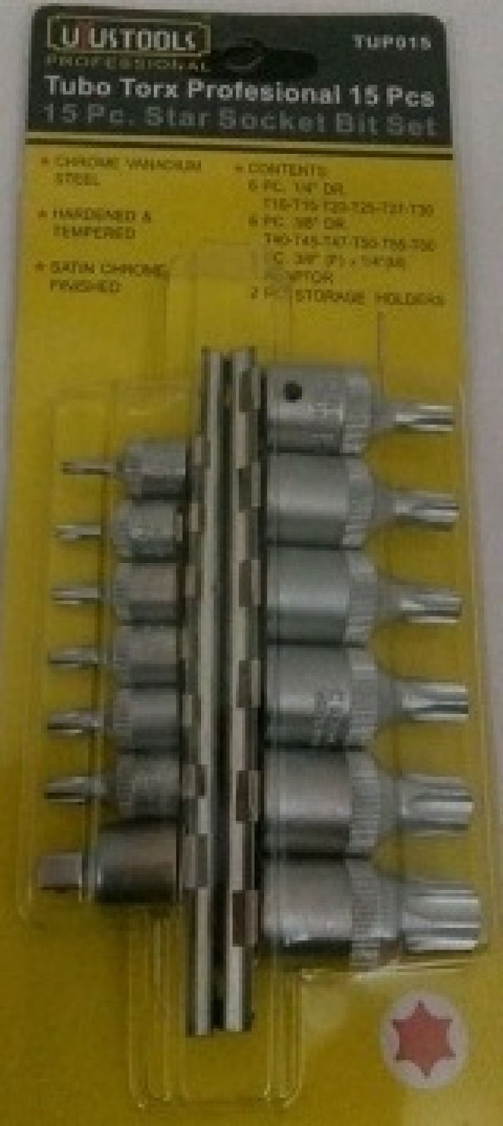 JUEGO DE COPAS TORX MACHOS 1/2"  15 PIEZAS